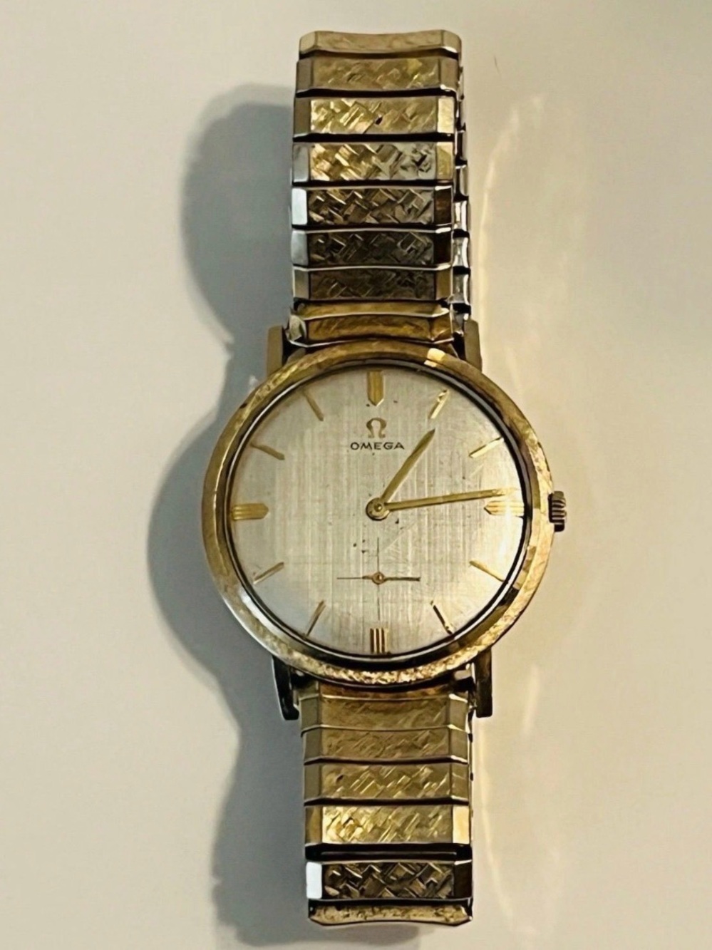 Vintage Omega Linen Dial Men's Automatic Wristwatch Swiss 14k GF